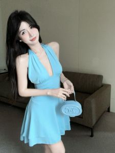 GUZILIAN | Váy ngắn hở lưng gợi cảm Salt Series cho nữ mùa hè Pure Desire Hot Girl Váy ngắn thắt lưng eo gợi cảm cổ thấp