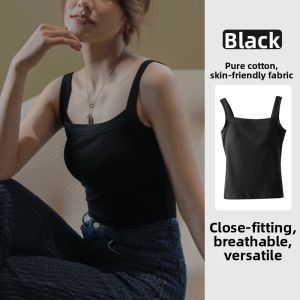 TONERCE | Square Neck Halter Top Sleeveless Camisole Summer Outerwear with Chest Pad Conceal Side Breast