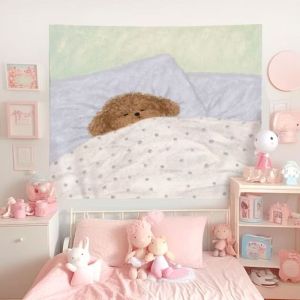 VIKAMA Fluffy Puppy Hàn Quốc Ins Phong Cách Tấm Thảm Hình Chú Chó Dễ Thương Thẩm Mỹ Treo Tường Polyester Mềm Mại Cho Phòng Ngủ Ký Túc Xá Trang Trí Nhà Cửa