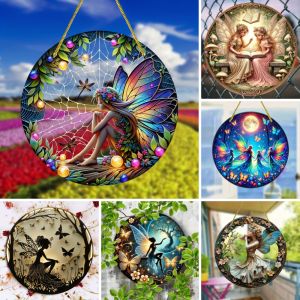 Fairy Elf Acrylic Sun CatcherStained Window Hanging Perfect For Outdoor Garden Farmhouse Bedroom & Living Room Wall Art