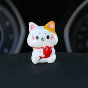 5Pcs Car Micro Landscape Ornaments Cute Lucky Cat Resin Crafts Car Center Console Ornaments Home Decoration Gifts Wholesale
