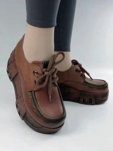 หนัง บล็อกสีย้อนยุค ผู้หญิง รองเท้าก้นหนา ลำลอง รองเท้าส้นสูงแพลตฟอร์ม ฤดูใบไม้ผลิ ฤดูใบไม้ร่วง รองเท้าเดี่ยว ลูกไม้ ขึ้น ทันสมัย รองเท้าส้นเตี้ย