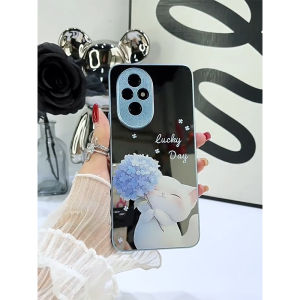 Honor 200 5G Case Honor 200 Pro 5G Case Honor 90 5G Case Hydrangea Cat High-definition Makeup Mirror Goddess Premium Feeling Anti-fall New Model Hard Simple Full Cover