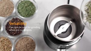 ODOROKU Stainless Steel Precision Grinding Adjustable Electric Coffee Grinder Electric Spice Grinder Coffee Bean Grinder Espresso Grinder with 1 Removable Stainless Steel Bowl Easy to Clean Black