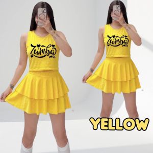 KATHRINA | ZUMBA OUTFIT TOP&LEYERD-SKIRT FASHION TERNO WITH INNER SHORT FOR WOMEN MEDIUM UP TO XL BODY SIZE