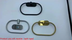 Stainless Steel Towel Holder Self-adhesive Bathroom Towels Rack Black Washhand Hanger Ring Rail Bar Kitchen Storage Accessories