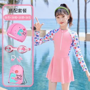 Childrens One-Piece Swimsuit Princess Style Sun Protection Swimming Costume 2023 New Summer Design Girls Fitness Swimwear