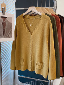 JIANDIYA | Casual Lazy V-Neck Cotton Knit Sweater Outerwear