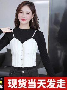 Womens down Vest Belted Short Lightweight White Duck down Filling Slim Fit Underwear Tank Top V-neck Single Button Poly Fiber