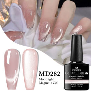 MSRUIOO 8ml Moonlight Cat Magnetic Nail Gel Polish Glitter Pink Silver Semi Permanent French Style Nail Art UV/LED Gel Varnish