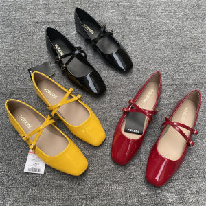 Elegant Quality Vintage Patent Leather Mary Jane Flat Bottom Shoes Womens Fashionable Square Head Buckle Casual Loafers