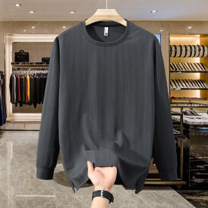 เสื้อฮู้ดคอกลมแขนยาวลำลองไซส์ใหญ่สำหรับผู้ชาย ฤดูใบไม้ผลิและฤดูใบไม้ร่วง สไตล์จีนใหม่ ทรงหลวม แขนยาว เสื้อยืด