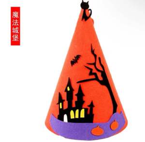 Halloween craft costume kids Halloween accessories kids DIY Hat Art Craft万圣节儿童diy帽子DIY Non Woven Party Hat 万圣节尖顶帽手工材料包