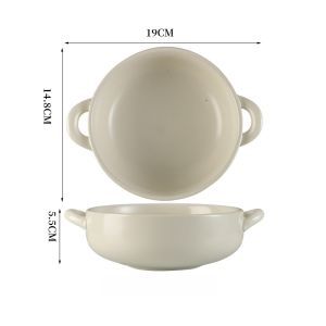 Retro Style Ceramic Double Ear Baking Tray Japanese Style Dish Oven Special Breakfast Plate High Aesthetic Value Rice Plate