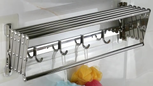 Stainless Steel Space-Saving Towel Rack Wall Mounted Retractable Huge Capacity Drying Rack for Hanging Towels（60cm)