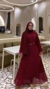 ANFAF - Aulia Abaya Maxi Dress Terbaru Abaya Wanita Mewah Elegan bahan Ceruty Babydoll Full Furing Gamis Umroh Dan Haji