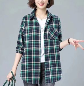 Áo Sơ Mi Kẻ Caro Dài Tay Thường Ngày Cho Nữ Mùa Thu 2023 Cỡ Lớn Dáng Rộng Phong Cách Hàn Quốc Thường Ngày Giúp Thon Gọn