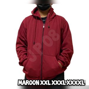 Jaket Polos Jumbo Pria Zipper Hoodie Bigsize Sleting Sweater Krem M L XL XXL XXXL XXXXL XXXXXL