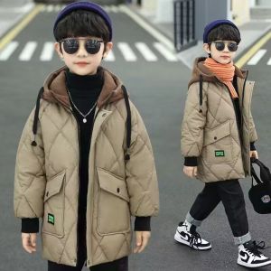LUQUTCR Fashion Boys Thicken Warm Coats Children Winter Plus Velvet Parkas Kids Clothing For 7-14 Years Teenager Windproof Down Jackets