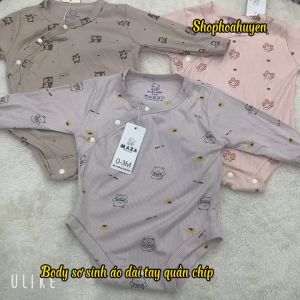Body sơ sinh bé trai bé gái Vải tăm lạnh cao cấp từ 0-9kg body liền thân dài tay cho bé sơ sinh sét body mặc đầy tháng thôi cho bé