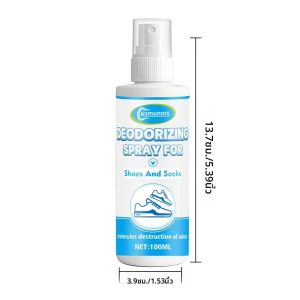 สเปรย์ดับกลิ่นรองเท้าแบบเร็ว 3.38 ออนซ์ กลิ่นมิ้นท์ธรรมชาติ สีเขียว ติดทนนาน กำจัดกลิ่น ขวดพีวีซี