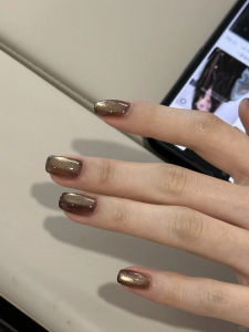 Nhựa Giả Móng Tay Hình Mắt Mèo Thủ Công Màu Nâu Cao Cấp Mới 2024 Nhựa Giả Móng Tay Dán Móng Tay Giả Nhựa Móng Tay Trang Trí Móng Tay