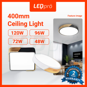 LED PRO Ceiling Lights 400MM 48w/72w/96w/120w Tri-tone Wood with Black/White Casing Modern Ceiling Nordic Bedroom Light