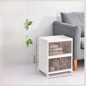 Foldable Movable Storage Box For Home Storage Transparent Plastic Installation-Free Snack Bag Shoes Storage Cabinet