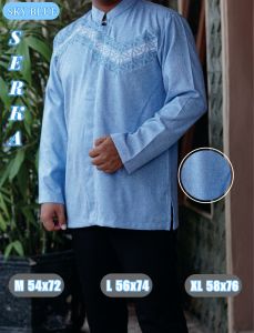 BAJU KOKO PRIA LENGAN PANJANG MOTIF BORDIR SERKA BAHAN KATUN MADINAH PREMIUM SERIAN 5 WARNA