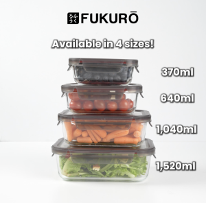 Fukuro Airtight Glass Food Container | Made with Yoki Borosilicate Glass (Rectangle)