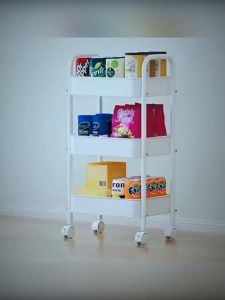 Trolley with wheels Thickened Metal Frame Movable Storage Rack for books toys snack 3/4/5 Layer