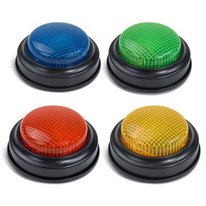 เกมตอบด่วนบนเดสก์ท็อปสําหรับเด็กผู้ใหญ่ ชุด Buzzer เกม 4 ชิ้น Buzzer เกมพร้อมไฟและเสียงสําหรับห้องเรียน ปาร์ตี้