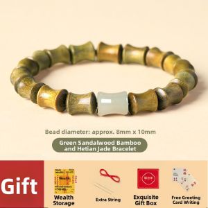 FUJINJIA | Womens转运珠 Wooden Hand Chain with Agarwood and Jade Beads