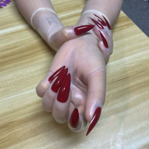 Kigurumi Malaysia latex material zentai 1 pair of medium to long transparent latex gloves with nails costume for men and women