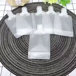 QSHL0555 Travel Pouch Botol Refill Transparan Shower Gel Shampoo Portable Botol Refill Tempat Sabun Cair Travel Plastik Fliptop Isi 3 Pcs