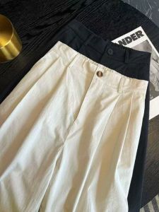 Quần Ống Rộng Vải Lanh Trắng Phong Cách Hàn Quốc Cho Nữ Mùa Hè Mỏng Rộng Rãi Dài Đến Mắt Cá Chân Quần Ống Đứng