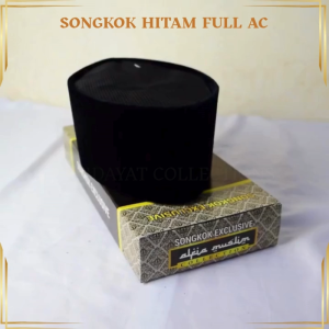 Songkok Hitam Premium Full AC Peci Hitam Full AC Tinggi 8 Kopiah Hitam Full AC