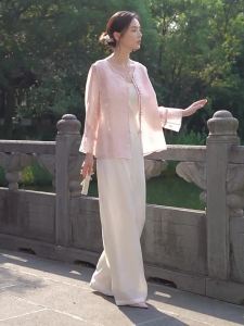XIANGYING | Chinese Style Loose Leg High Waisted Trousers
