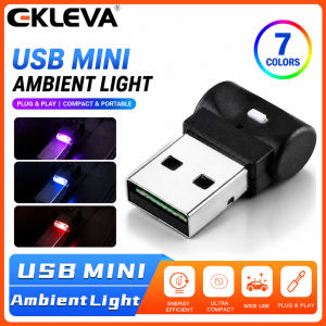 EKLEVA Đèn LED Xe Hơi Mini USB Đèn Tạo Không Khí Nội Thất Ô Tô Đèn Trang Trí Đèn Khẩn Cấp Đèn Tự Động Nhiều Màu Cho PC Phụ Kiện Xe Hơi