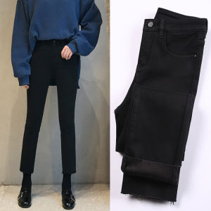 Black High Waist Loose Straight Leg Jeans Womens New 2024 Summer Slimming Nine-Piece Slim Fit Cotton Polyester Blend Jeans