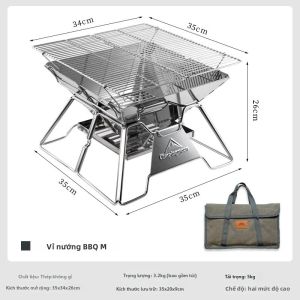 Campingmoon | CAMPINGMOON MT-2 Thép Không Gỉ Di Động BBQ Nướng Cắm Trại Ngoài Trời Bộ Dã Ngoại Gấp Giá Nướng Thịt Cho 3-5 Người Sử Dụng