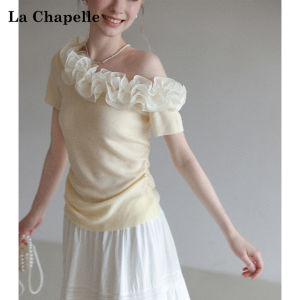 La Chapelle | Slim Fit Ruffle Off-Shoulder T-Shirt Top
