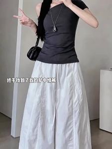 XIANYIJIAO | White Bud Pants Casual Loose Ice Silk Ruffle Trim Nine-Quarter