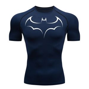 Bat Printed Mens Tight T-Shirt Running Compression Compression T Shirt Gym Fitness Jogging Short Sleeve Male Casual Shirt Tops