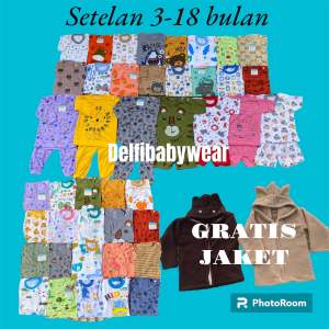 GRATIS JAKET 100 RIBUAN DAPAT 7 STEL SETALAN bayi 3-18 bulan Motif Cewek Cowok
