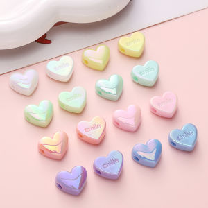 5Pcs 17x14mm Acrylic Solid Colorful Heart Beads Charms for Jewelry Making DIY Bracelet Keychain Phone Chain Accessories
