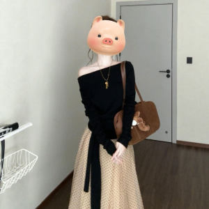 CHANGTONG | Áo Sweater Knit Qua Vai Phong Cách Retro