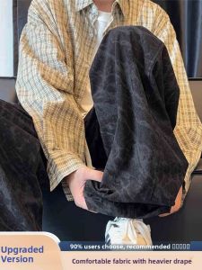 JIFANPAUL | Dyed Corduroy Straight Leg Wide Trousers Flannel Sweatpants