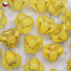 Czech 6x8mm Lotus Flower Gold-Embellished 5-Petal Windbell Grass Earrings Necklace Loose Beads DIY Jewelry Accessories