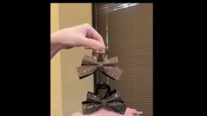 Shiny Double Bow Crystal Hair Claw Clip For Women - Luxury Rhinestone Hair Accessories For Party & Daily Wear